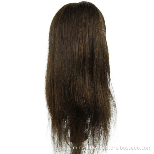 100% Real Human Hair Brown Straight Hair Training Head Hairdressing Practice Training Mannequin